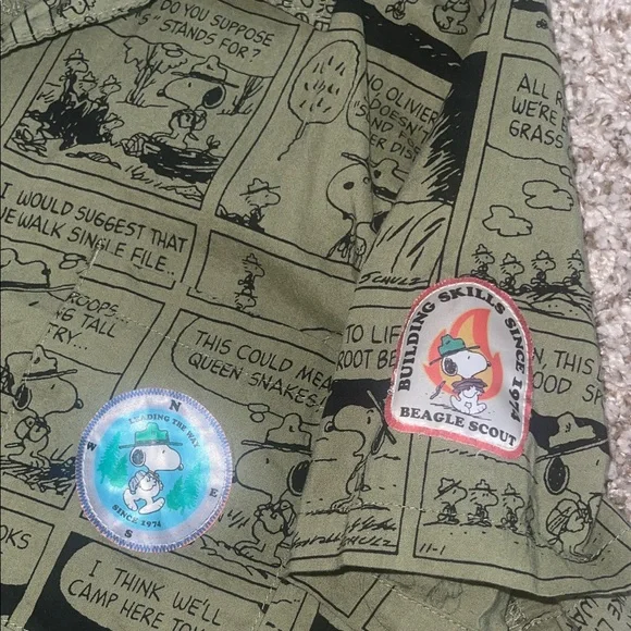 Peanuts Olive Comic Print Men's Shirt size small beagle scout - Picture 12 of 13
